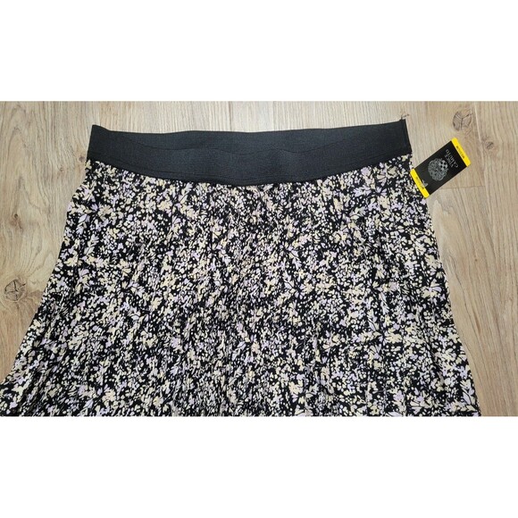 NWT Vince Camuto Women's Pleated pull on Maxi Skirt Black Floral Pattern Medium - Picture 6 of 7